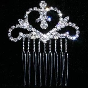 Heart hair comb bridal wedding elegant silver